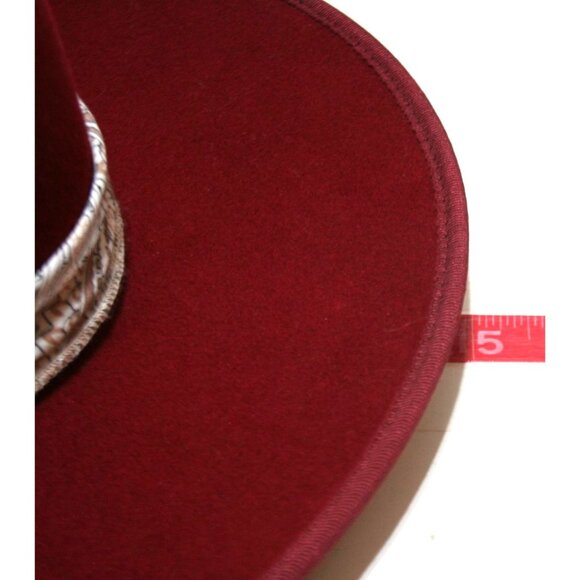 Wyeth Womens Red Wool Felt OS Hat‎ Rancher Fedora Western Boho Cowgirl Chic - Picture 7 of 7